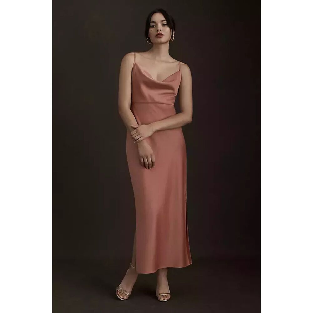 BHLDN Sachin + Babi Dress size 2 Peach CALI Sedona Cowl Neck Bridesmaid Wedding